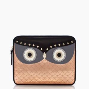 Kate Spade Owl Sleeve Hoot iPad Cosmetic Art Deco Case Clutch